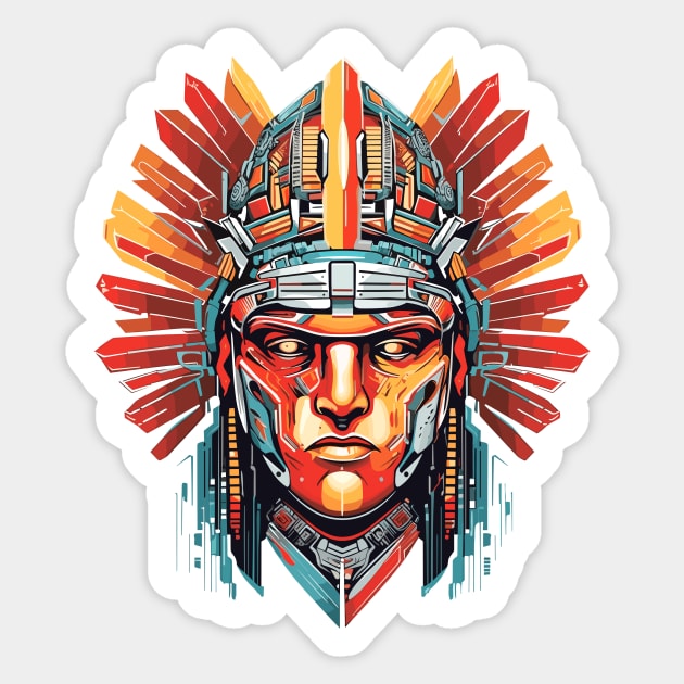 Ancien Aztec Warrior Mystical Abstract Sticker by Cubebox